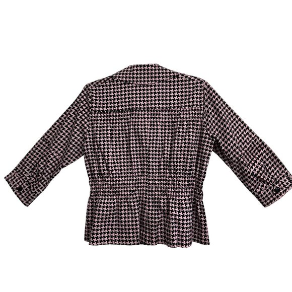 Joan Rivers Pink & Black Houndstooth Stretch Blazert SZ Small Career Preppy - Picture 2 of 8
